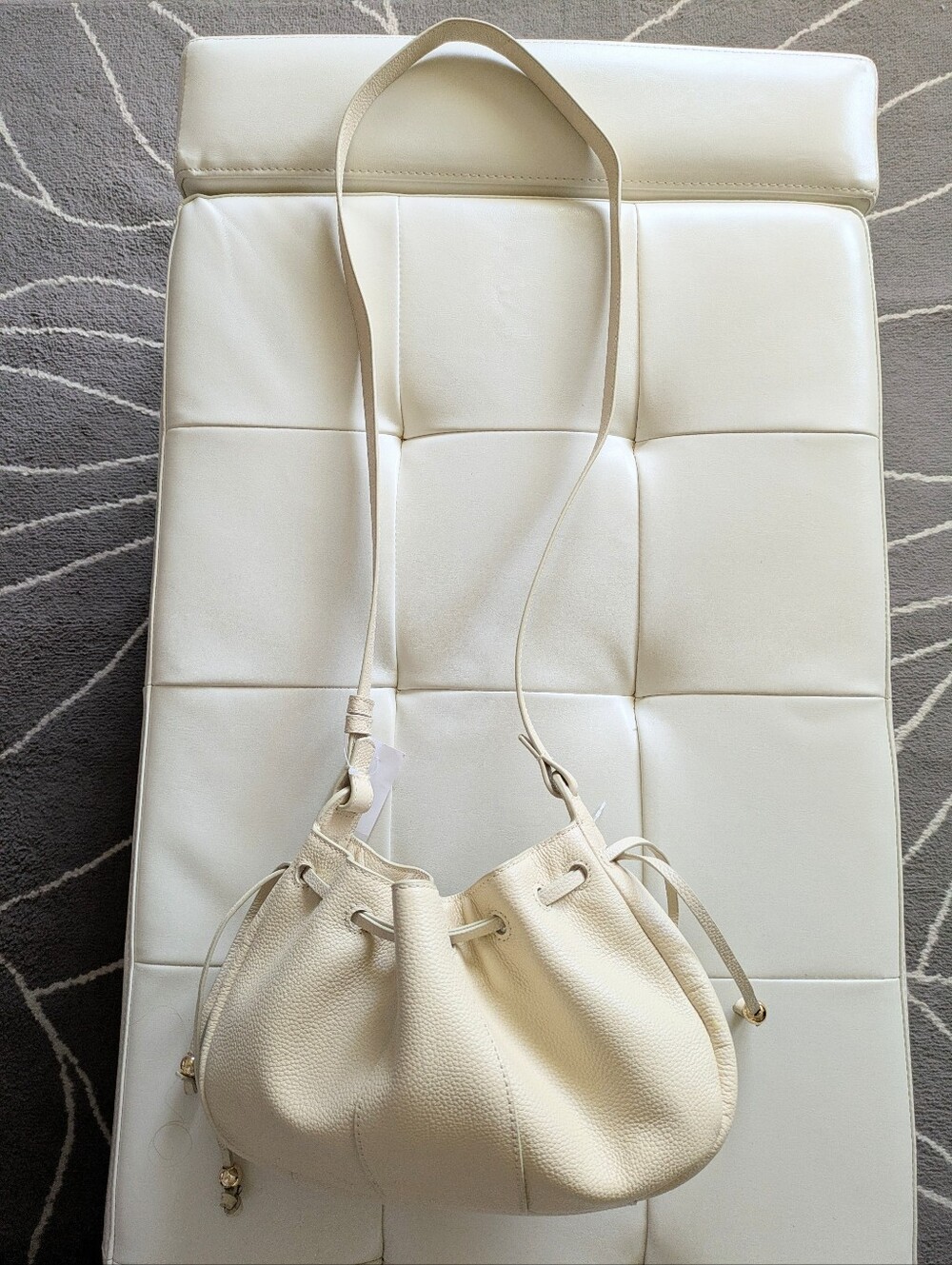 NWT Butter Cream Yellow Pebble  Leather Bag